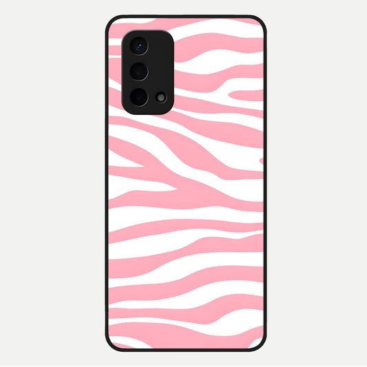  Blush Zebra Flow Glass Case For Oppo A74 5G back cover – full design glossy printed glass finish