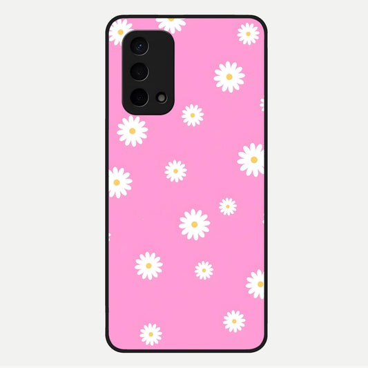  Bubblegum Daisy Pop Glass Case For Oppo A74 5G back cover – full design glossy printed glass finish