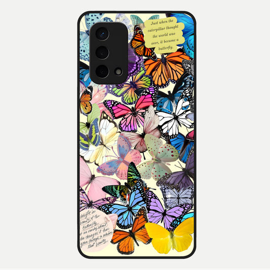 Butterflies Petal Dream Glass Case For Oppo A74 5G back cover – full design glossy printed glass finish
