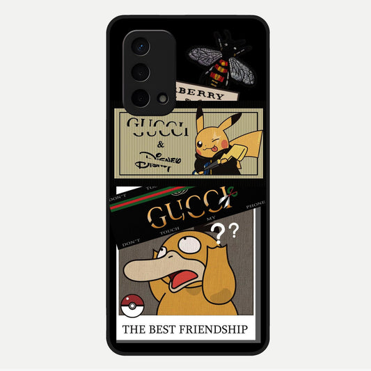  Cartoon Brand Play Mashup Glass Case For Oppo A74 5G back cover – full design glossy printed glass finish