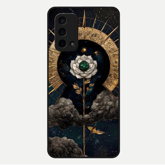  Celestial Lotus Morang Glass Case For Oppo A74 5G back cover – full design glossy printed glass finish