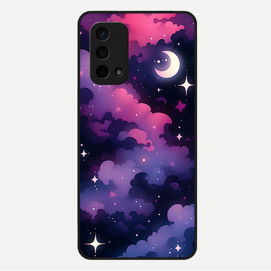  Celestial Moon Magic Glass Case For Oppo A74 5G back cover – full design glossy printed glass finish