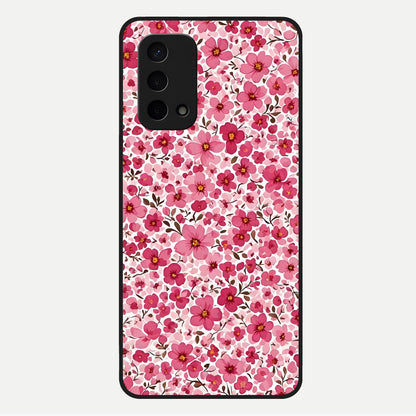  Cherry Blossom Charm Glass Case For Oppo A74 5G back cover – full design glossy printed glass finish