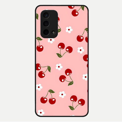  Cherry Love Mood Glass Case For Oppo A74 5G back cover – full design glossy printed glass finish