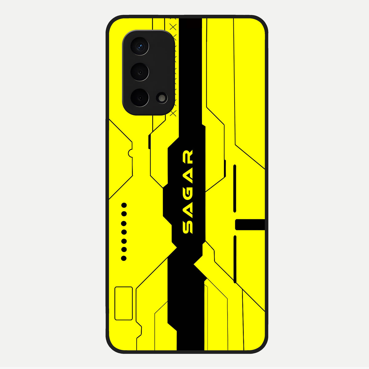  Circuit CYBERPUNK Custom Name Glass Case For Oppo A74 5G back cover – full design glossy printed glass finish