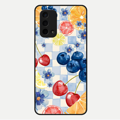  Citrus Bloom Joy Glass Case For Oppo A74 5G back cover – full design glossy printed glass finish