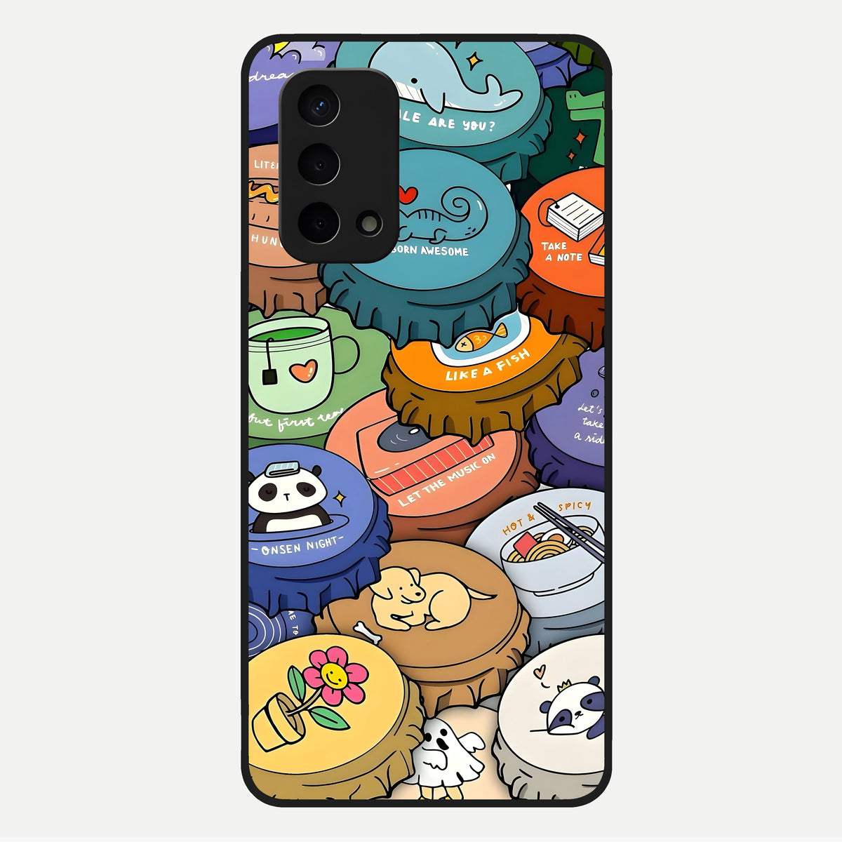  Coins Patterns Glass Case For Oppo A74 5G back cover – full design glossy printed glass finish