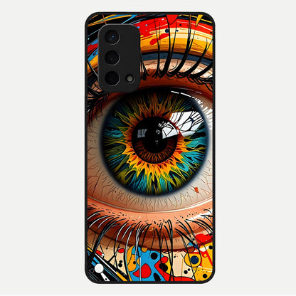  Colorful Eye Glass Case For Oppo A74 5G back cover – full design glossy printed glass finish