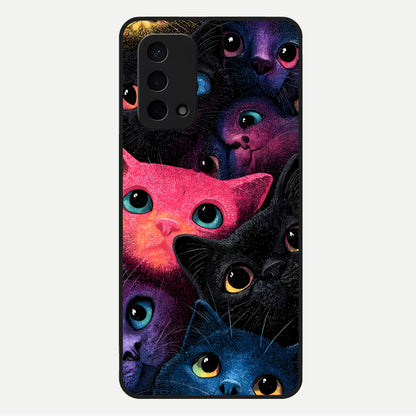  Cosmic Cats Dreams Glass Case For Oppo A74 5G back cover – full design glossy printed glass finish
