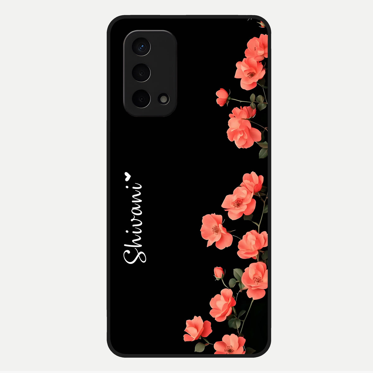 Crimson Bloom Grace Custom Name Glass Case For Oppo A74 5G back cover – full design glossy printed glass finish