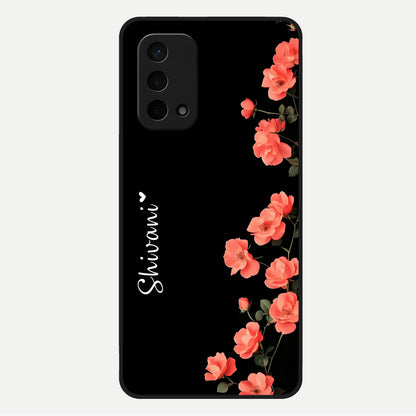  Crimson Bloom Grace Custom Name Glass Case For Oppo A74 5G back cover – full design glossy printed glass finish