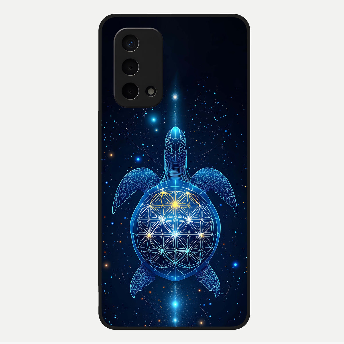 Crimson Blue Turtle Glass Case For Oppo A74 5G back cover – full design glossy printed glass finish