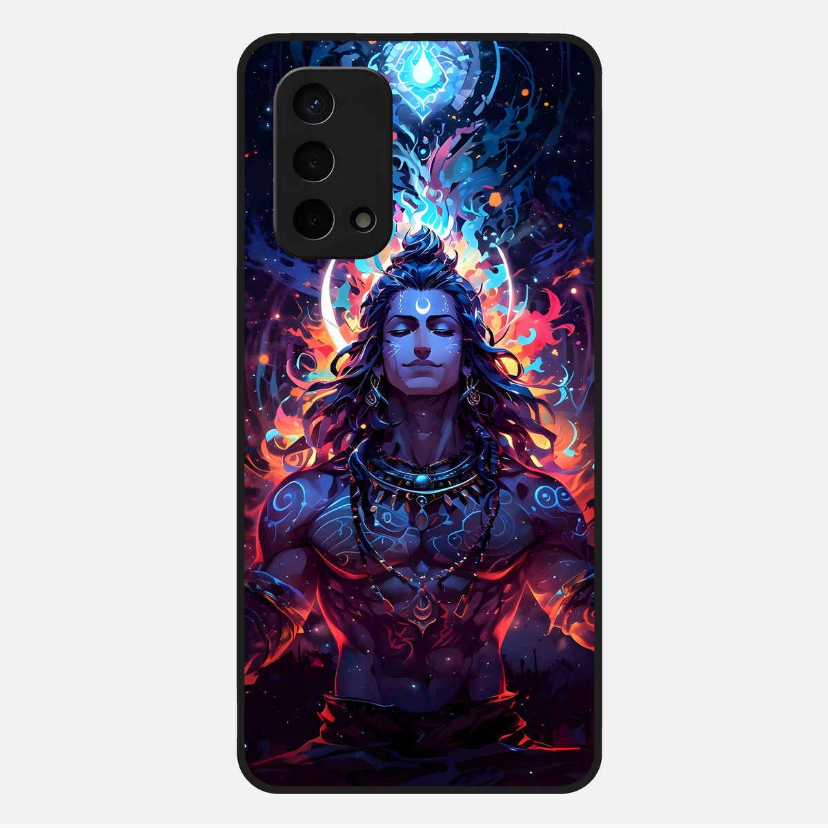  Divine Fire Shiv Glass Case For Oppo A74 5G back cover – full design glossy printed glass finish