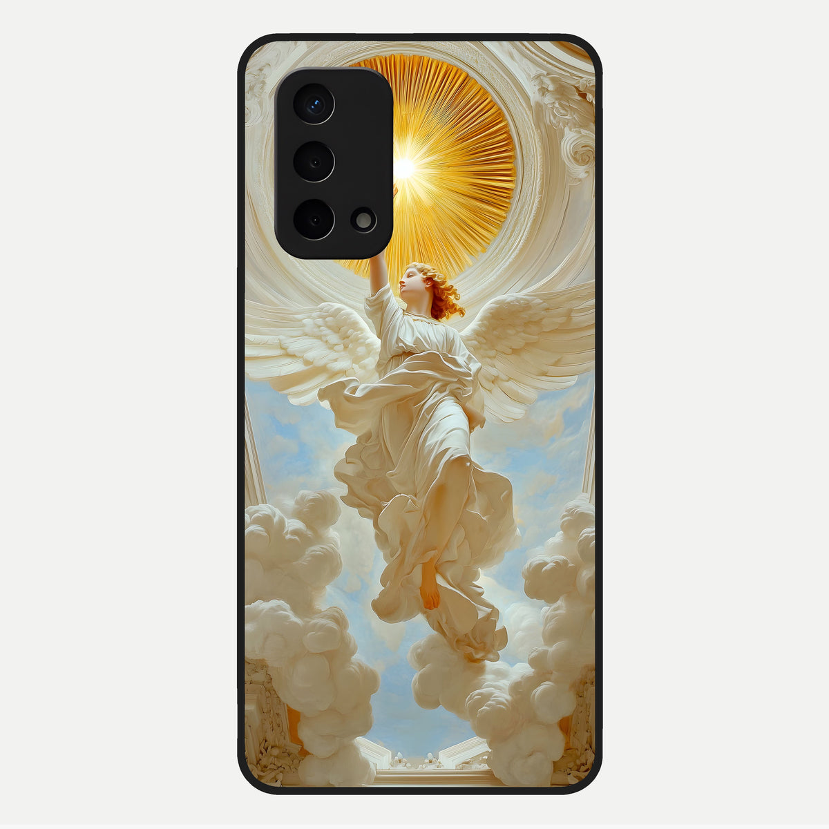  Divine Light Angel Glass Case For Oppo A74 5G back cover – full design glossy printed glass finish