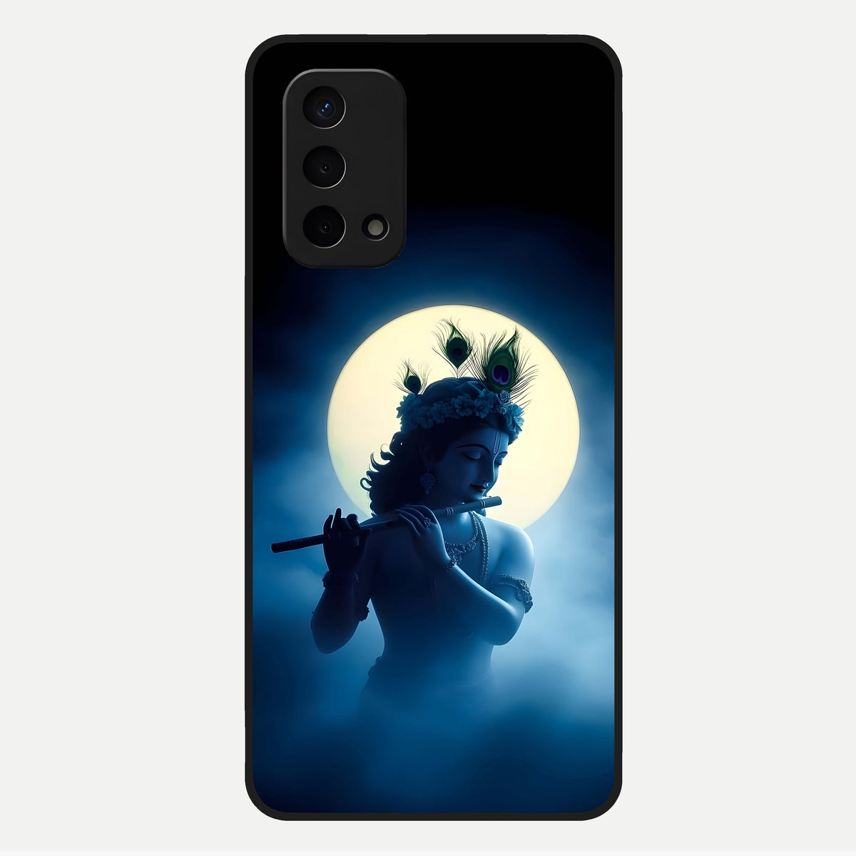  Divine Moon Flute Glass Case For Oppo A74 5G back cover – full design glossy printed glass finish