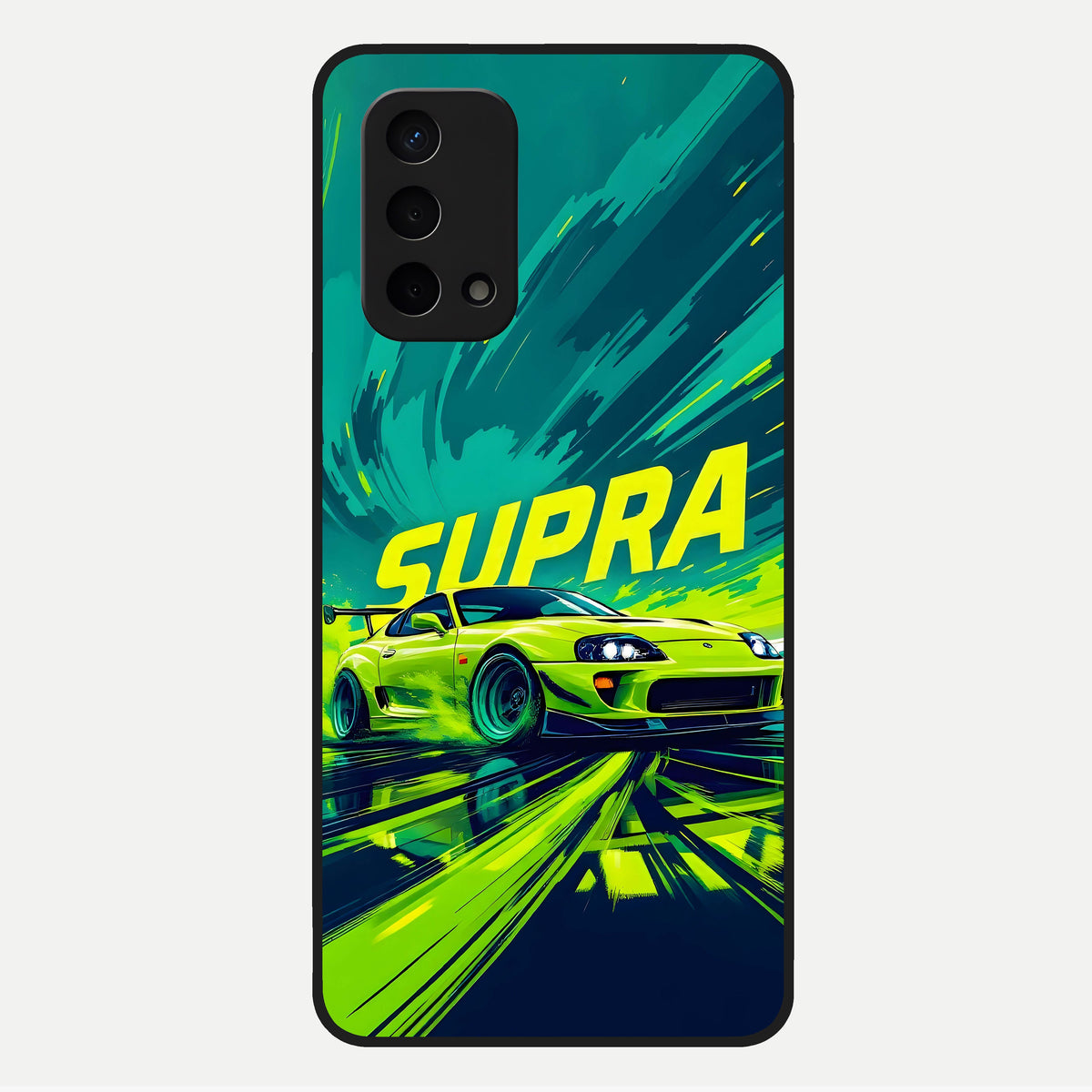  Electric Supra Thunder Glass Case For Oppo A74 5G back cover – full design glossy printed glass finish