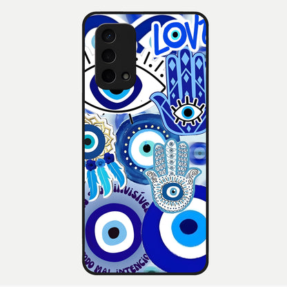  Evil Eyes Dream Glass Case For Oppo A74 5G back cover – full design glossy printed glass finish