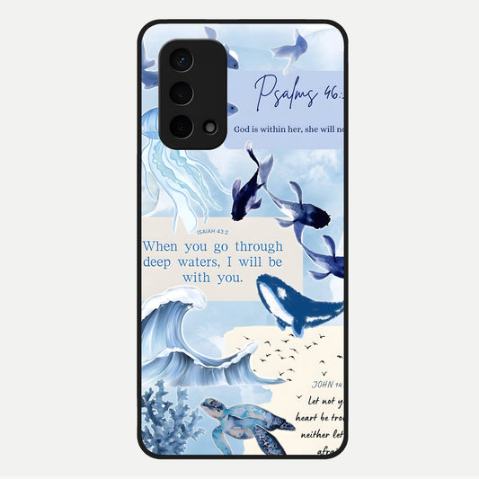 Faithful Ocean Promise Glass Case For Oppo A74 5G back cover – full design glossy printed glass finish