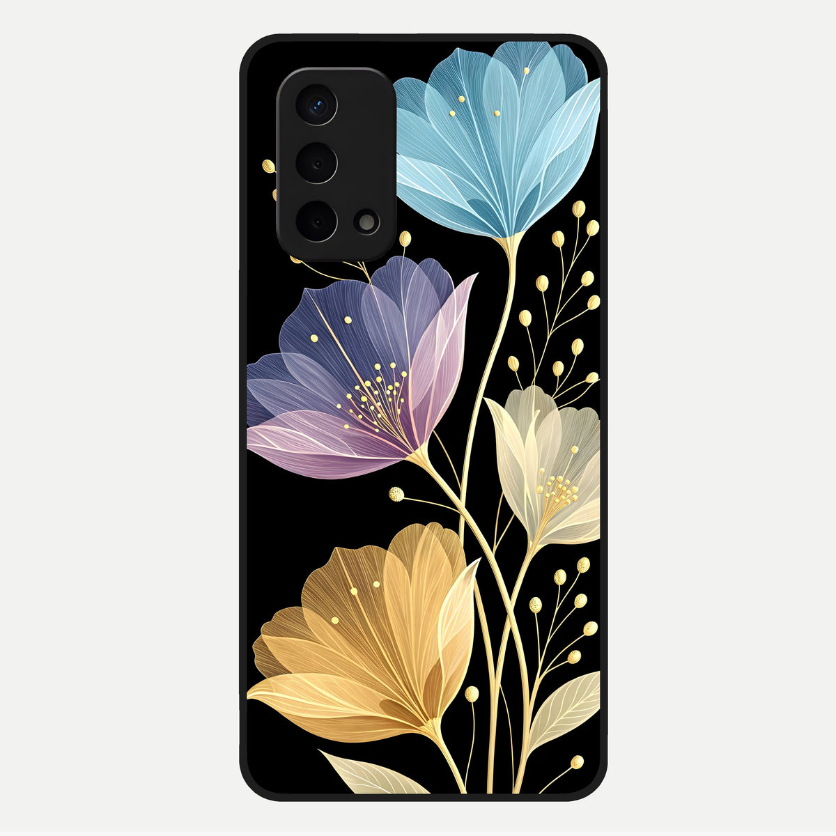  Flower Bloom Glow Glass Case For Oppo A74 5G back cover – full design glossy printed glass finish