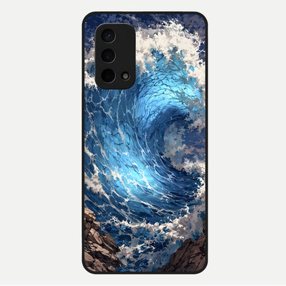  Giant Ocean Wave Glass Case For Oppo A74 5G back cover – full design glossy printed glass finish