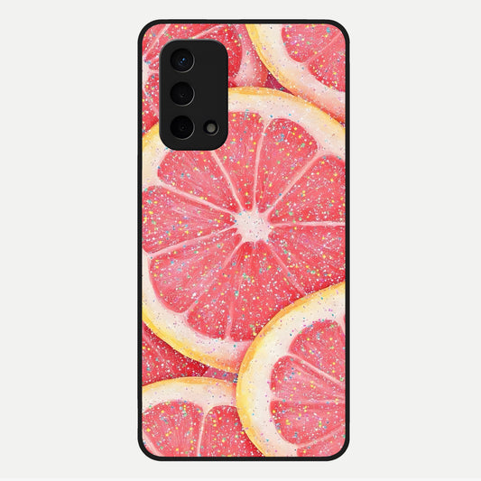  Glitter Grapefruit Glass Case For Oppo A74 5G back cover – full design glossy printed glass finish