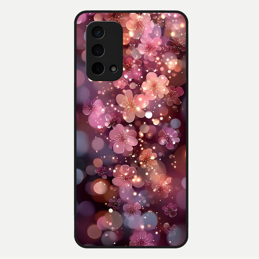  Glowing Petal Bliss Glass Case For Oppo A74 5G back cover – full design glossy printed glass finish