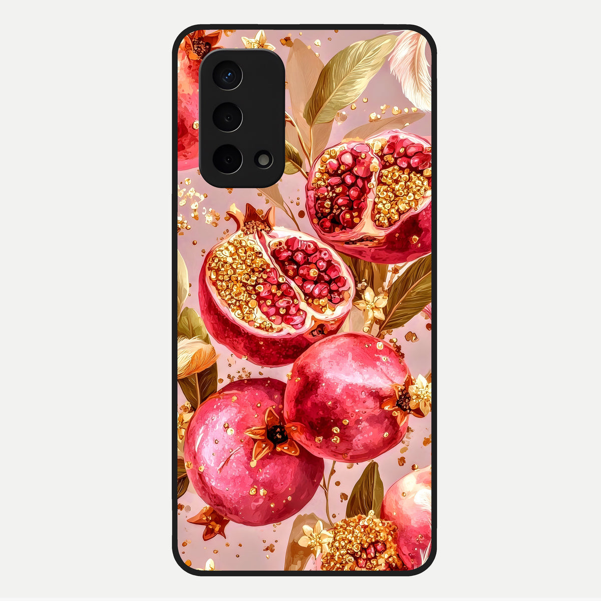  Golden Bloom Glow Glass Case For Oppo A74 5G back cover – full design glossy printed glass finish