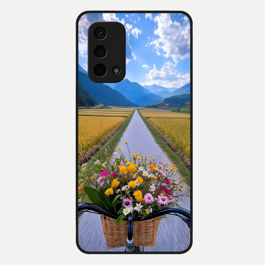  Golden Field Journey Glass Case For Oppo A74 5G back cover – full design glossy printed glass finish