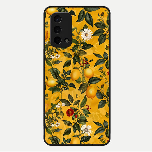  Golden Lemon Field Glass Case For Oppo A74 5G back cover – full design glossy printed glass finish