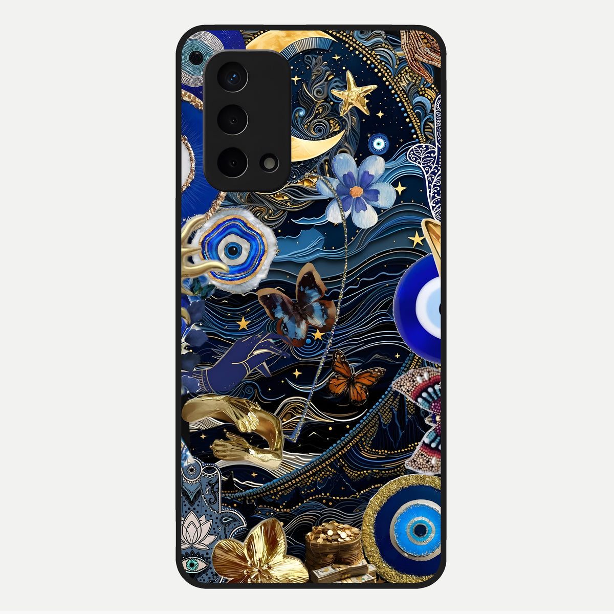  Golden Moon Magic Glass Case For Oppo A74 5G back cover – full design glossy printed glass finish