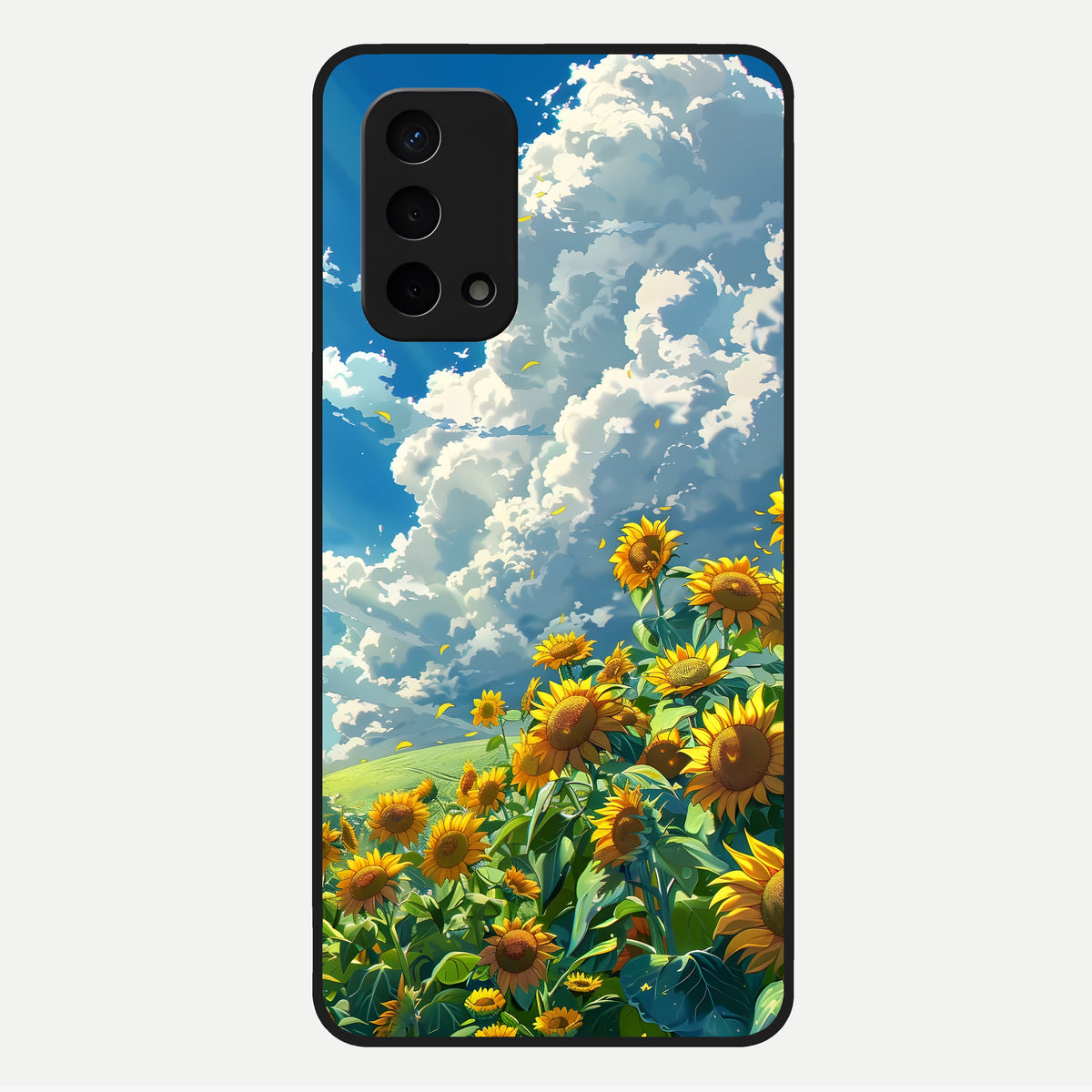  Golden Sun Glory Glass Case For Oppo A74 5G back cover – full design glossy printed glass finish