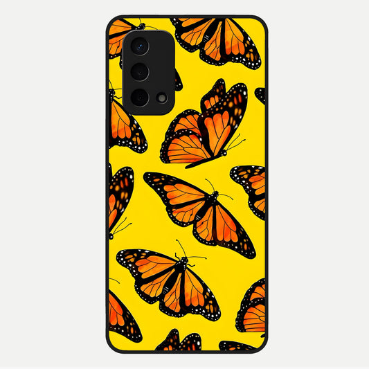  Golden Wing Flight Glass Case For Oppo A74 5G back cover – full design glossy printed glass finish
