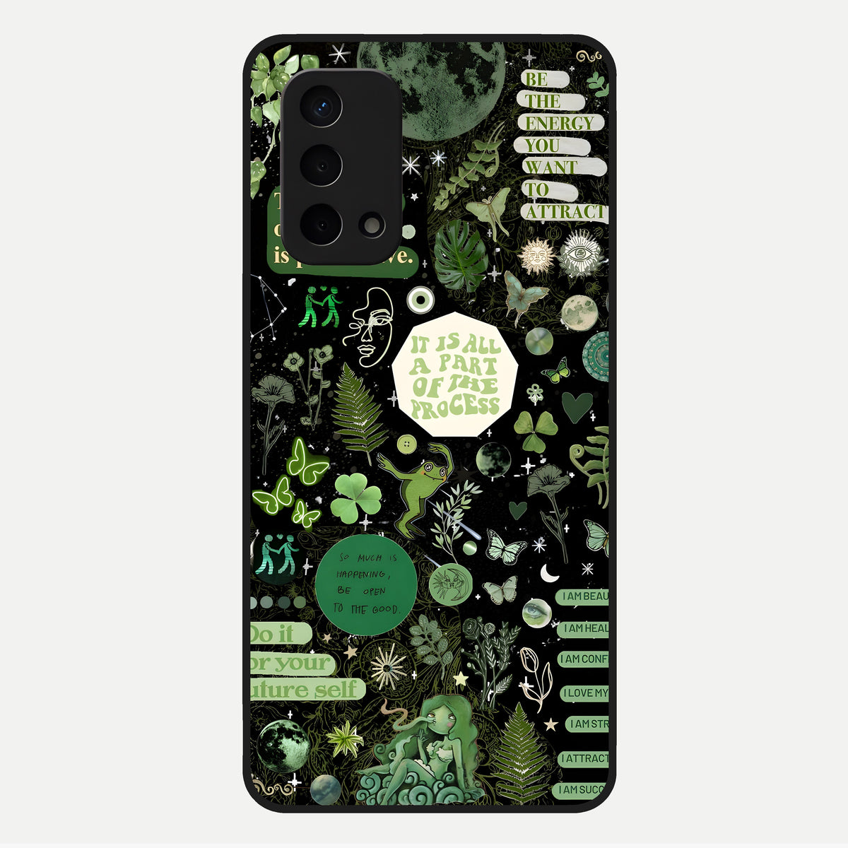  Green Mandala Pattern Glass Case For Oppo A74 5G back cover – full design glossy printed glass finish
