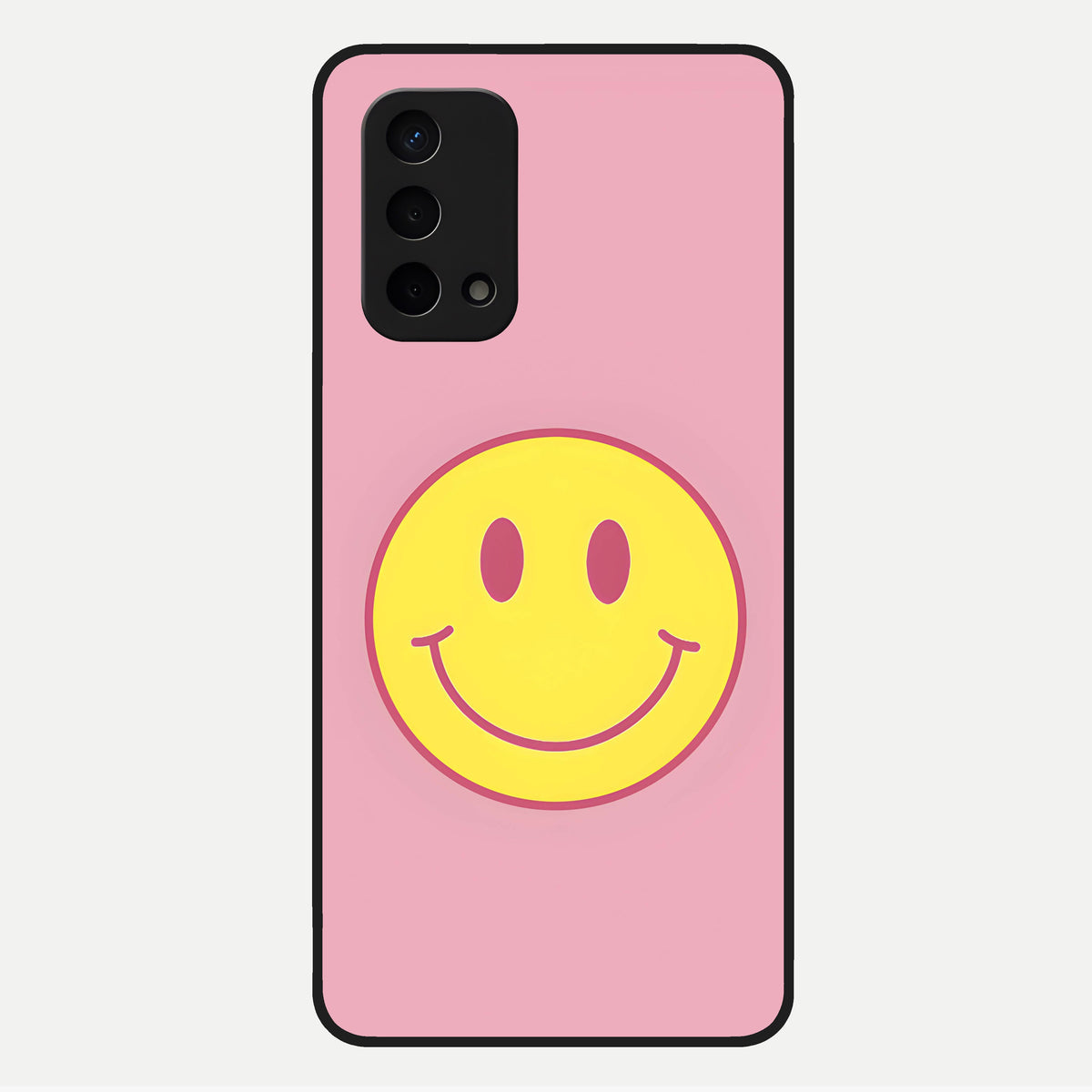  Happy Pink Mood Glass Case For Oppo A74 5G back cover – full design glossy printed glass finish