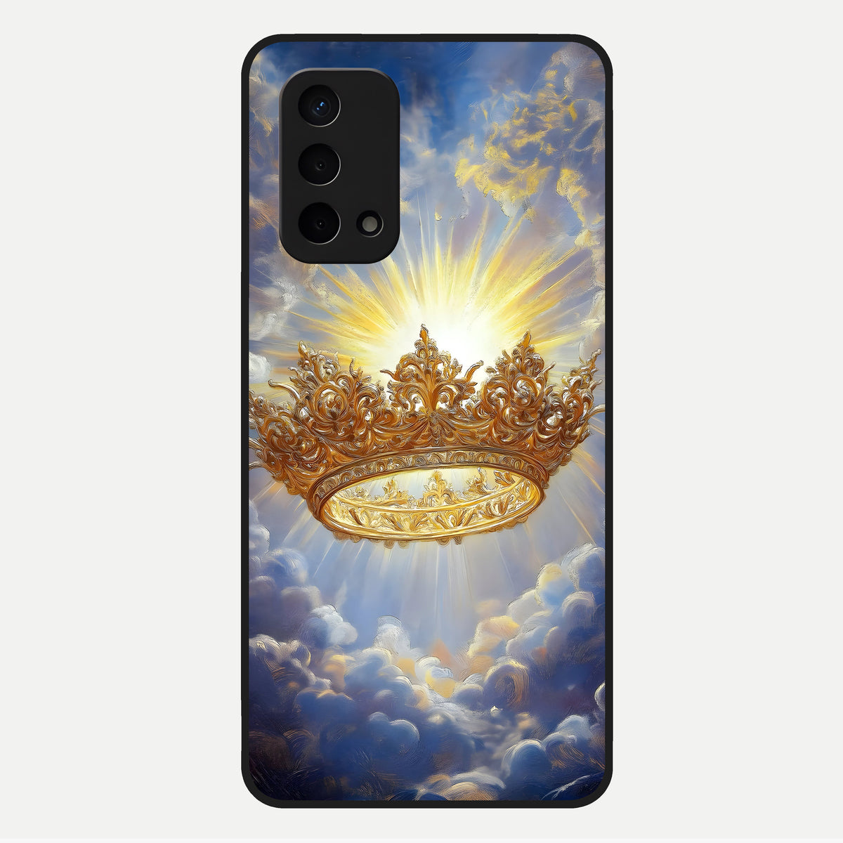  Heavenly Crown Light Glass Case For Oppo A74 5G back cover – full design glossy printed glass finish