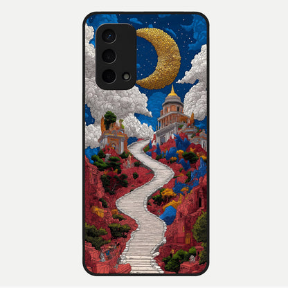  Heavenly Moon Path Glass Case For Oppo A74 5G back cover – full design glossy printed glass finish