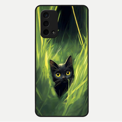  Hidden Cat Whisper Glass Case For Oppo A74 5G back cover – full design glossy printed glass finish