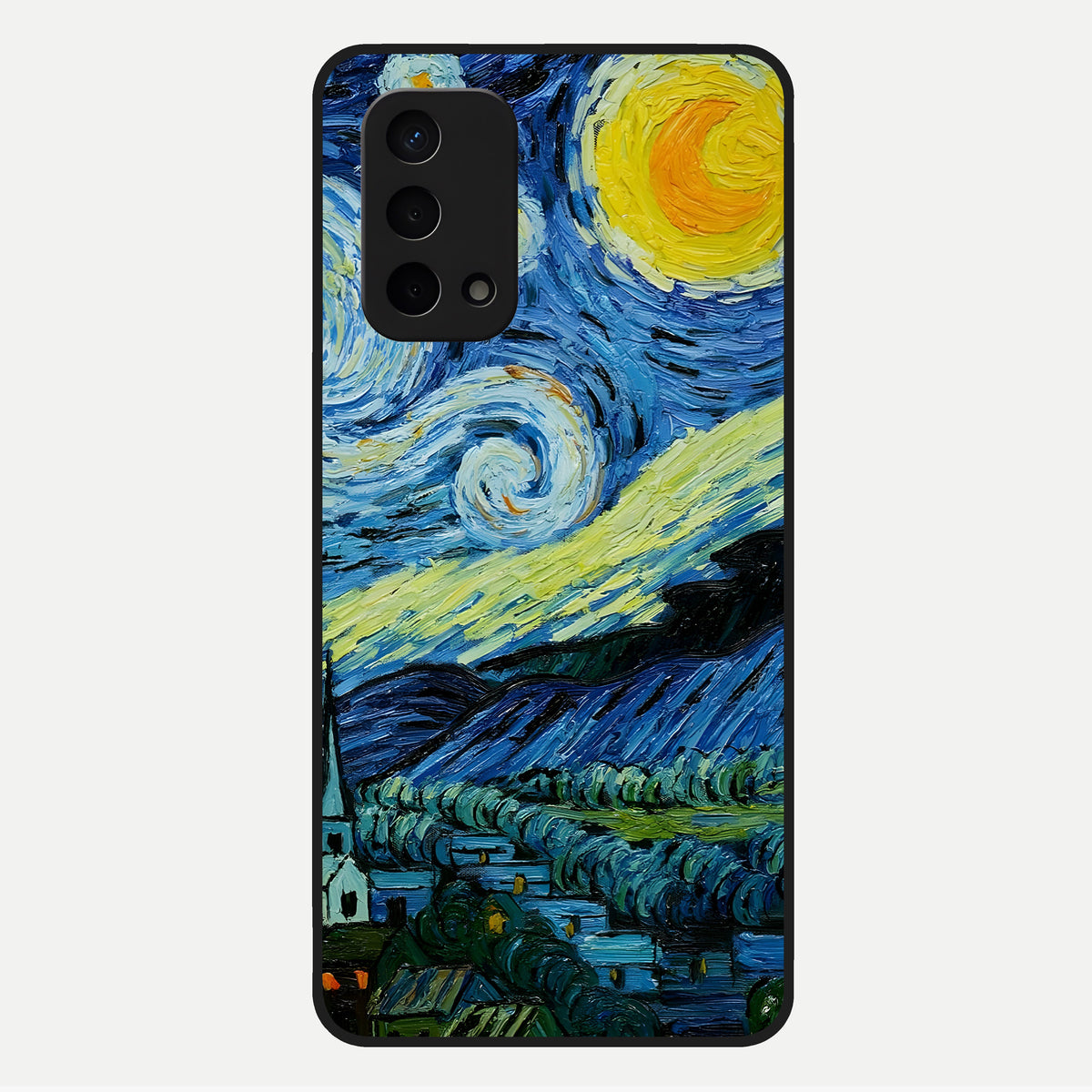  Inspired Van Gogh Art Glass Case For Oppo A74 5G back cover – full design glossy printed glass finish