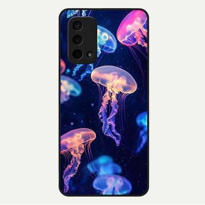  Jellyfish Pattern Glass Case For Oppo A74 5G back cover – full design glossy printed glass finish