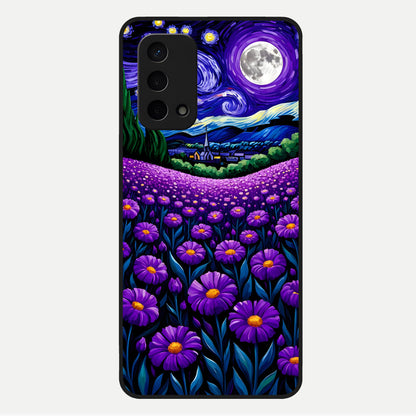  Lavender Moon Field Glass Case For Oppo A74 5G back cover – full design glossy printed glass finish