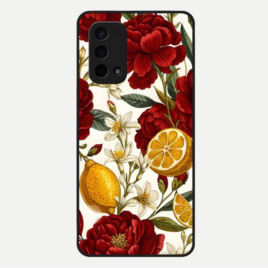  Lemon Rose Charm Glass Case For Oppo A74 5G back cover – full design glossy printed glass finish