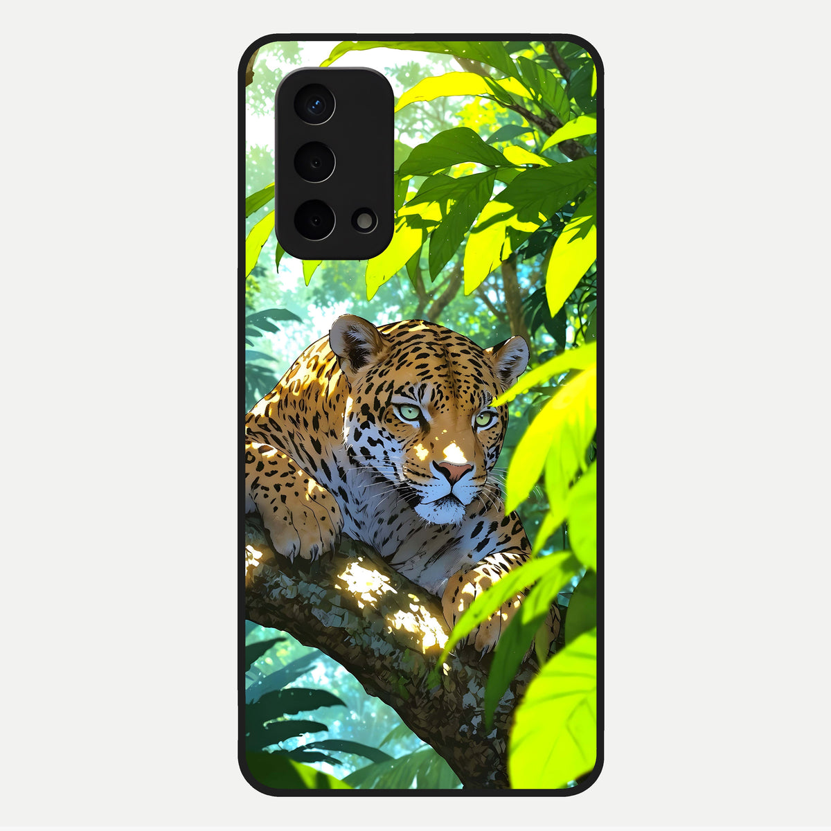  Leopard in Jungle Glass Case For Oppo A74 5G back cover – full design glossy printed glass finish