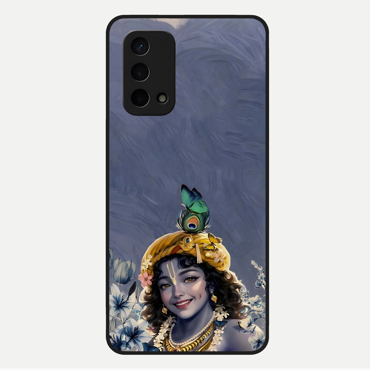  Lord Krishna Glass Case For Oppo A74 5G back cover – full design glossy printed glass finish