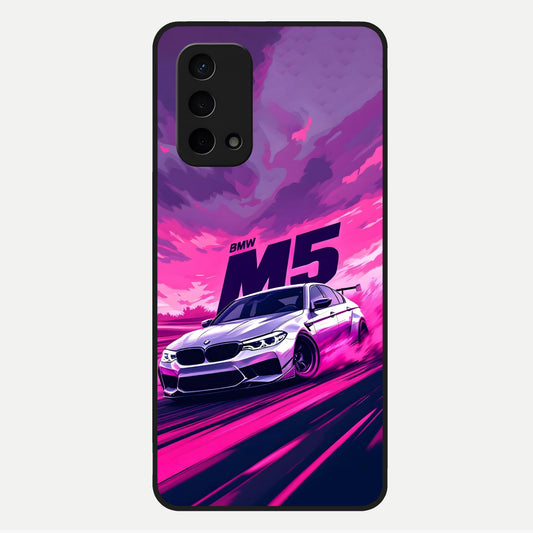  MS Neon Car Glass Case For Oppo A74 5G back cover – full design glossy printed glass finish