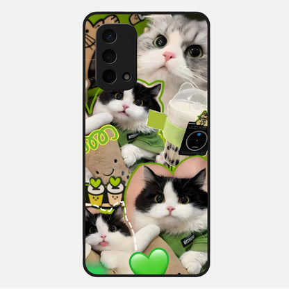  Matcha Cats Mood Glass Case For Oppo A74 5G back cover – full design glossy printed glass finish