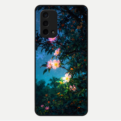  Midnight Bloom Glow Glass Case For Oppo A74 5G back cover – full design glossy printed glass finish
