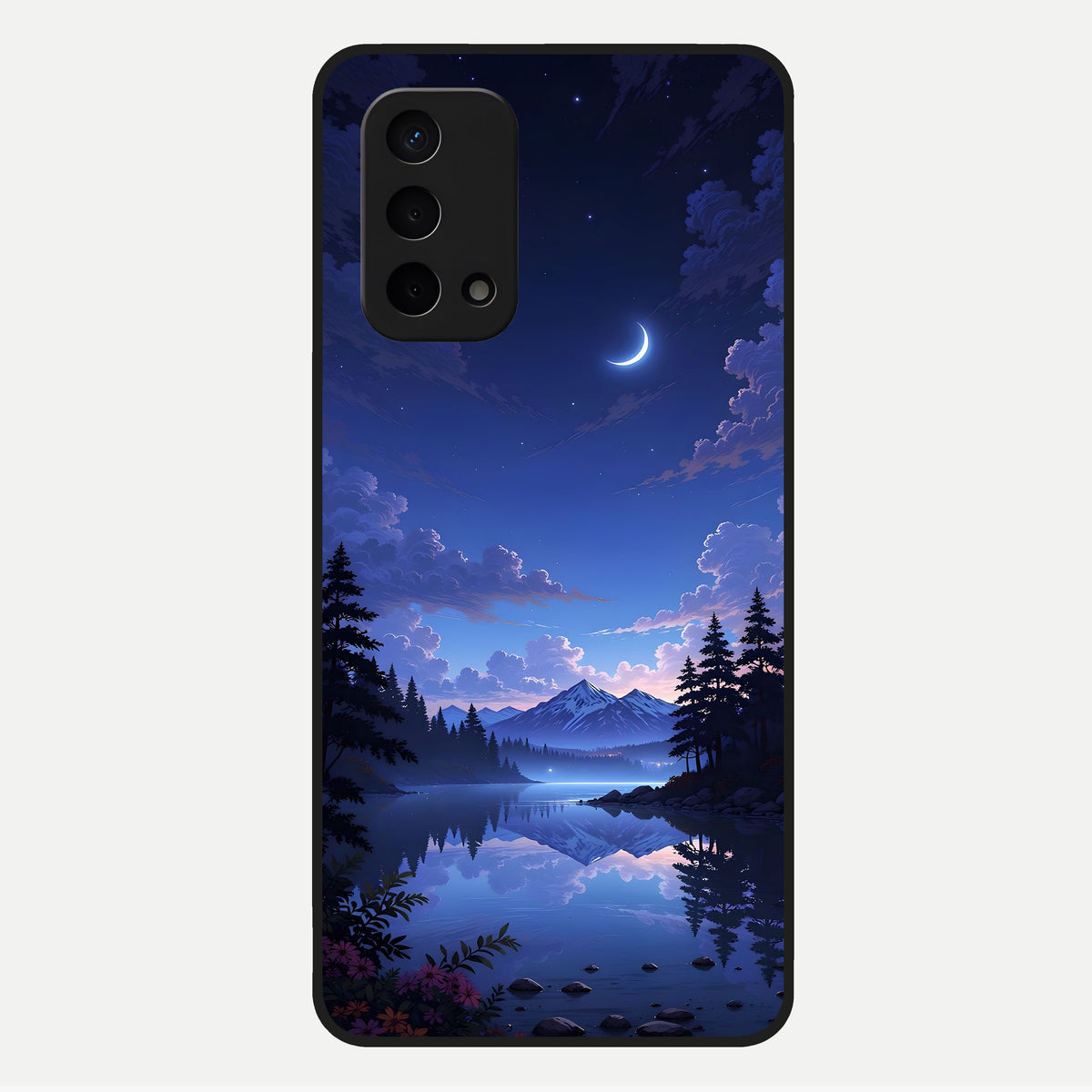  Midnight Lake Peace Glass Case For Oppo A74 5G back cover – full design glossy printed glass finish