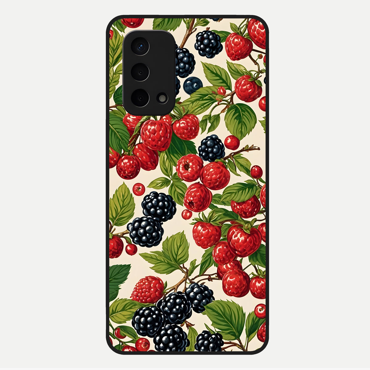  Mixed Berry Collage Glass Case For Oppo A74 5G back cover – full design glossy printed glass finish