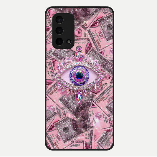  Money Eye Luxe Glass Case For Oppo A74 5G back cover – full design glossy printed glass finish