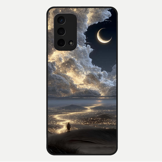  Moonlight Spark Path Glass Case For Oppo A74 5G back cover – full design glossy printed glass finish
